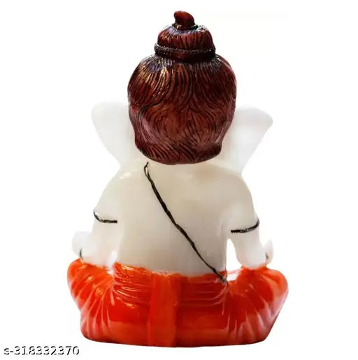 Meditating Lord Ganesha Idol - Poly Resin, modern, Indian decorative showpiece for home or office, perfect gift