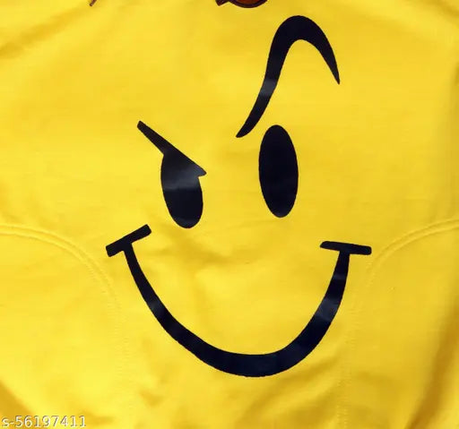 Girls yellow cotton blend sweatshirt & hoodie, printed net design for kids (6-14 years), India origin