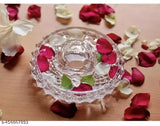 Glass turtle with crystal plate, Feng Shui showpiece for good luck, 4x4x1.5 inches, handcrafted in India