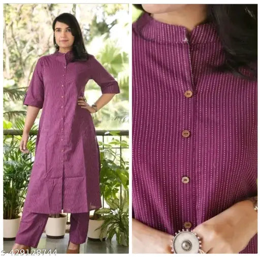 Striped georgette cotton kurta set with palazzos for women, trendy and pretty fashion for all sizes (S-XXL)