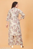 Art Silk Palazzo Set, women's straight Kurta with three-quarter sleeves, great for formal weddings or events