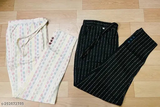Cotton women's self-design pants in multiple sizes: 38, 40, 42, 44, 46 - Made in India