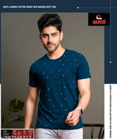 Cotton printed t-shirt for men, round neck, short sleeves, India origin