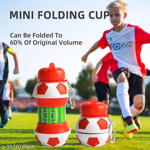 Red silicone collapsible kids water bottle - compact, leak-proof, BPA free, ideal for school kids' active lifestyle