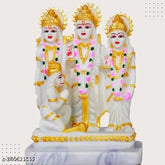 White resin Ram Darbar Murti with Sita Laxman Hanuman for Pooja room decor, 15 cm height