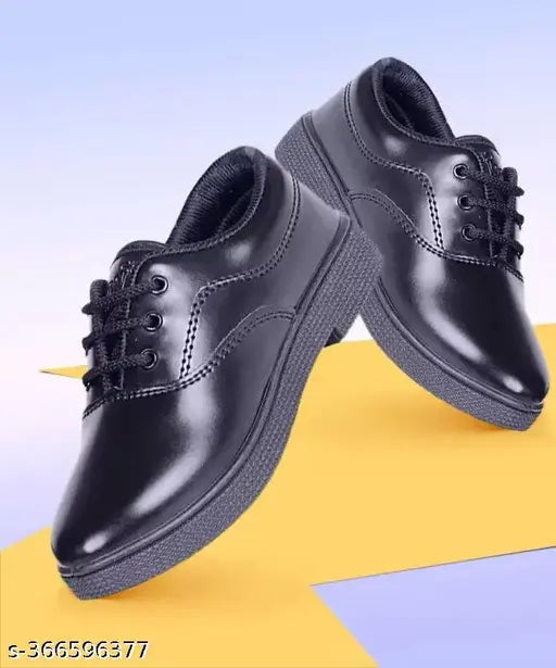 Synthetic lace-up school shoes for boys, ideal for ages 4-5 years