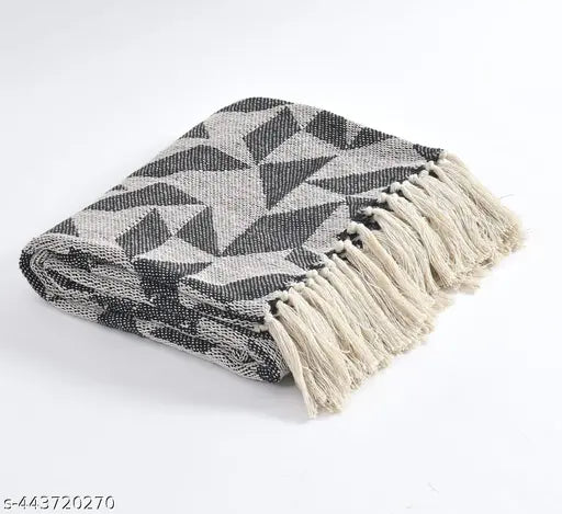 Grey 100% cotton throw blanket soft, plush, warm & cozy, perfect for bed, couch, sofa chair
