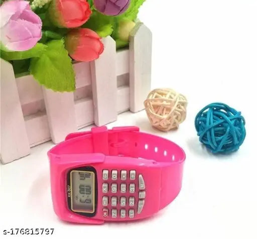 Digital Watch For Kids, multifunctional calculator watch. Orange, waterproof, unisex design for ages 2-14. Great for students. Made in India