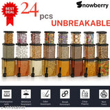 Black plastic grocery containers - 950ml, 650ml, 350ml: Transparent PET airtight containers with trendy square design for freshness and kitchen organization (pack of 24)