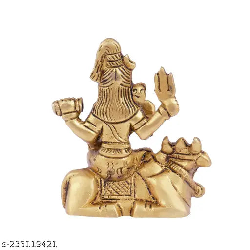 Brass Lord Shiva Sitting on Nandi showpiece, antique finish, Hindu decorative art piece