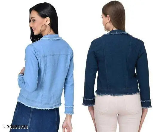 Denim, fancy feminine waistcoat for women, long sleeves, solid pattern, size S-XL