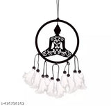 Handmade Shiva feather dreamcatcher, Lord Buddha emblem for positive vibes & home decor, made in India