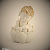Marble relaxing Buddha figurine, antique idol decor for home office or car dashboard, Indian-made resin statue (Pack of 1), dimensions: 6.5cm x 11.5cm x 6.5cm