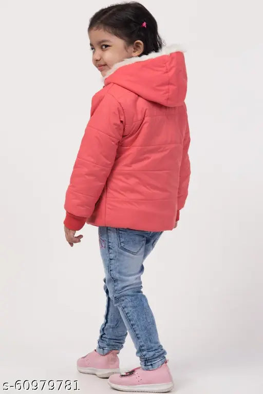 Peach wool quilted jacket for girls, comfortable and stylish from Mehak Fashion