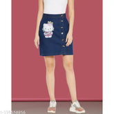 Trending solid denim skirt, Indian-made fashion essential for women's wardrobe (size 26/28/30)
