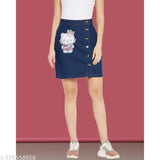 Trending solid denim skirt, Indian-made fashion essential for women's wardrobe (size 26/28/30)