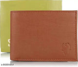 Brown PU textured leather men's wallet, 2 compartments. Stylish design for modern essentials. Made in India