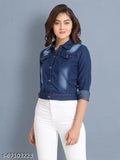 Dark wash denim jacket, comfortable to wear & wash, size S (36in bust, 20in length)