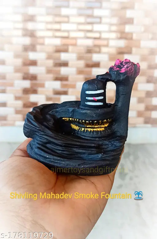 Poly resin Shivling incense fountain, 11x9x7cm size, perfect for home office decor or pooja