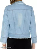 Light blue denim kids jacket, solid striped design for ages 12-16 years