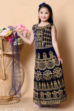 Velvet embroidered Lehenga Cholis for girls, Indian velvet lenga-choli set with long sleeves, 3-8 years