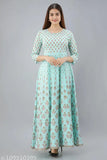 Light green rayon Anarkali long kurta with superfine paisley print, perfect for festive occasions
