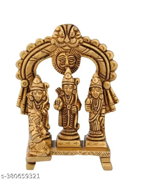 Brass murti idol set of Rama, Sita, Laxman, Hanuman from India, 7cm x 10cm x 5cm in size