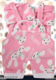 Woolen new born baby winter wear dress set, long sleeved printed net design, 0-3M, India