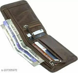 Brown faux leather men's wallet, sleek & sophisticated design, 3 compartments for essentials