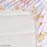 White cotton blend floral double fitted bedsheet set with 2 pillow covers, ideal for summer
