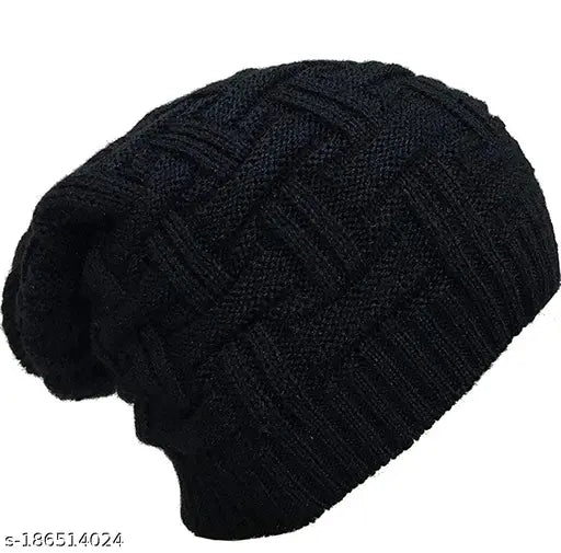 Fashionable woolen beanie with thick fleece lining, 100% acrylic, ideal for winter activities