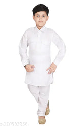 Kids Pathani cotton kurta pajama set, solid pattern for 1-12 years old children, traditional Indian attire