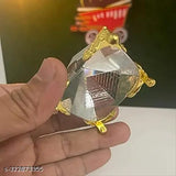 5cm crystal pyramid with golden stand for home/office Vastu remedy & meditation, Indian-made spiritual healing artifact