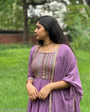 Georgette women's fancy gown, solid color, three-quarter sleeves, Indian-made fashion without bottomwear