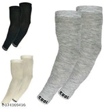 Modern cotton arm sleeves pack, stretchable and protective for sports and sun tanning, unisex design in solid color