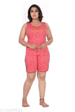 Fasla women's cotton nightwear set, printed t-shirt & shorts, super soft, comfortable for sleeping & lounging, made in India (S, M, L, XL, XXL)