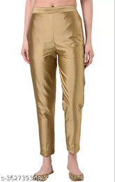 Solid taffeta silk trouser, 100% cotton lining, women's size 32-38, made in India