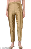 Solid taffeta silk trouser, 100% cotton lining, women's wear, made in India