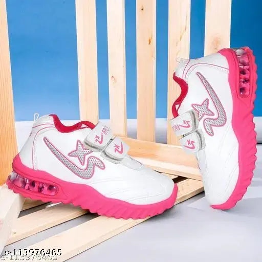 Pink EVA LED kids' running shoes, stylish for outdoor activities and parties, velcro fastening, various sizes available