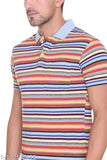 Multicolor striped cotton blend polo neck mens tshirt, high quality fabric, Indian summer fashion