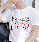 White polyester I Love You A-Z typography round neck T-shirt, sublimation print, Indian origin