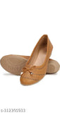 Brown synthetic leather women's bellies (BROWN), slip-on ballerinas - fashionable footwear for various sizes from IND-3 to IND-9