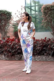 Trendy printed polycotton nightsuit set for women, short-sleeved t-shirt and pyjama bottoms