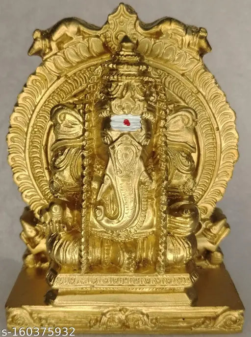 Poly Resin Indian Idol, 8 cm Ganesh Figurine on display stand