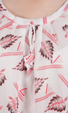 Women's rayon round neck short sleeve tropical print nightsuit, comfortable pyjamas for relaxing sleep