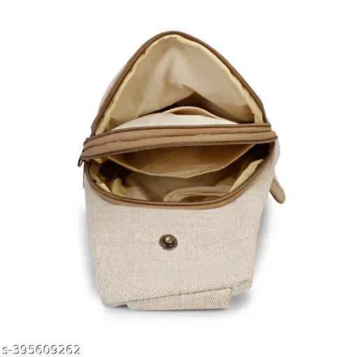 Hemp sling bag for traveling, casual outing crossbody - soft fabric, 2 compartments, textured net design (18x8x19in)