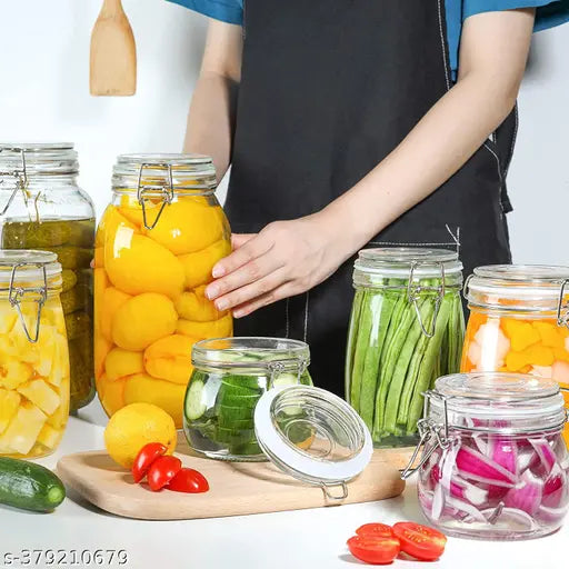 Clear glass airtight storage jar set (3-piece, 500ml), ideal for preserving foods, coffee, and candy