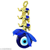 Blue glass Paystore 3 golden elephant Evil Eye hanging for good luck and prosperity