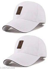 White cotton baseball cap combo, sporty striped design with embroidery for men and boys, trendy Ediko caps from India