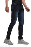Dark blue stretchable slim fit denim jeans for men by FANG JEANS, India
